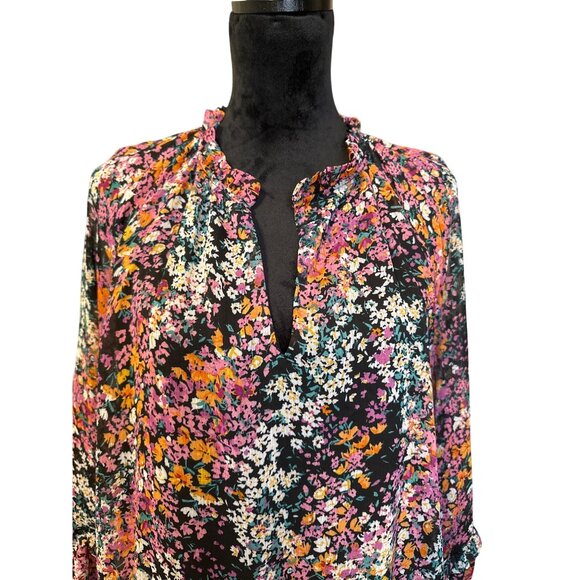💖Vince Camuto XXL Floral Print Dress With Ruffle Collar & Long Sleeves - Picture 2 of 8